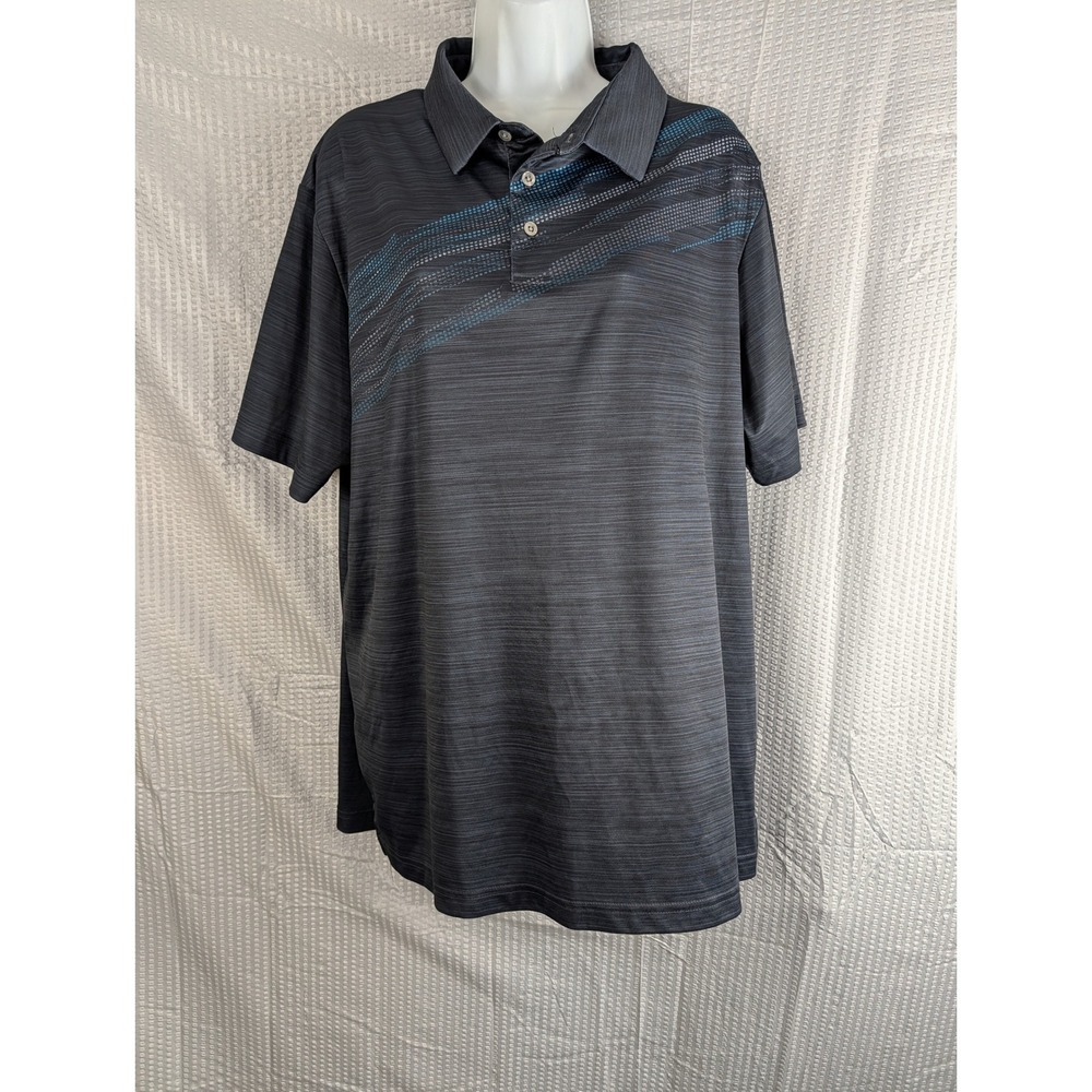 PGA Tour Golf Polo Shirt Mens XL Gray Blue Athletic Fit Performance Short Sleeve